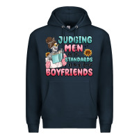 Navy judging men by the standards of my book boyfriends Premium Hoodie - MaliasSmallBusiness