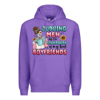Purple judging men by the standards of my book boyfriends Premium Hoodie - MaliasSmallBusiness