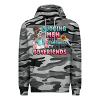 Slate Camo judging men by the standards of my book boyfriends Premium Hoodie - MaliasSmallBusiness
