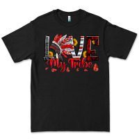 Black red black grey white love my tribe indian headdres Premium Tee - Artiststas