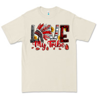 Bone red black grey white love my tribe indian headdres Premium Tee - Artiststas