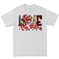 Dove Grey red black grey white love my tribe indian headdres Premium Tee - Artiststas