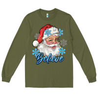 Army Green santa blue believe Long Sleeve Tee - RanaPortraitStore
