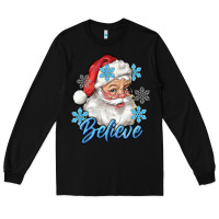 Black santa blue believe Long Sleeve Tee - RanaPortraitStore
