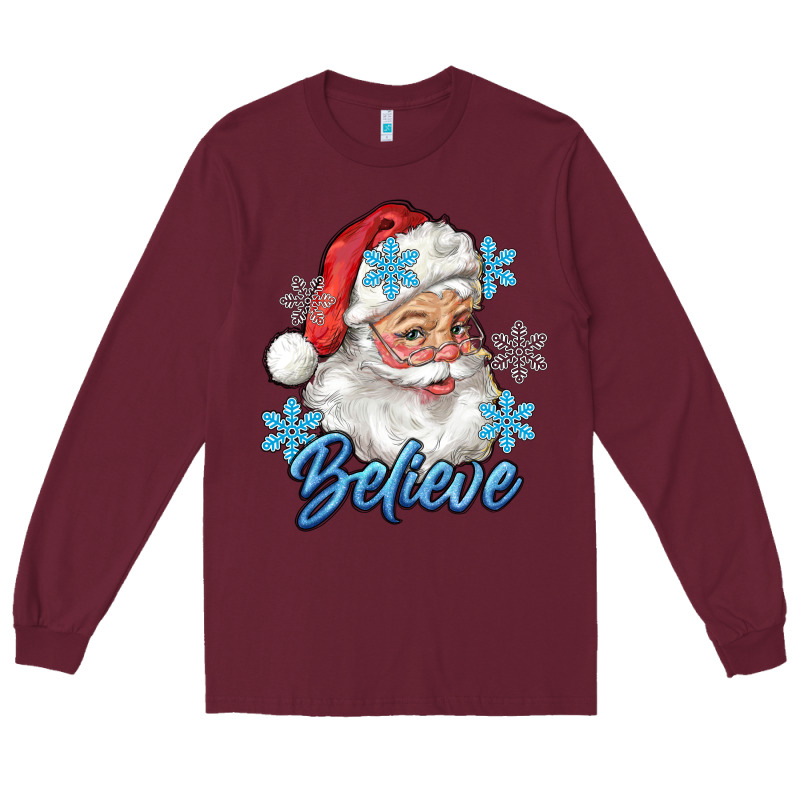 Santa Blue Believe Long Sleeve Tee by RanaPortraitStore | Teevron