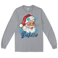 Heather Grey santa blue believe Long Sleeve Tee - RanaPortraitStore