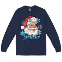 Navy santa blue believe Long Sleeve Tee - RanaPortraitStore