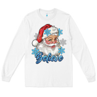 White santa blue believe Long Sleeve Tee - RanaPortraitStore