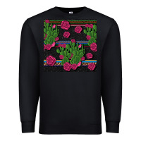Black mexican rose and cactus seamless pattern Premium Sweatshirt - BundleAndBundleShop