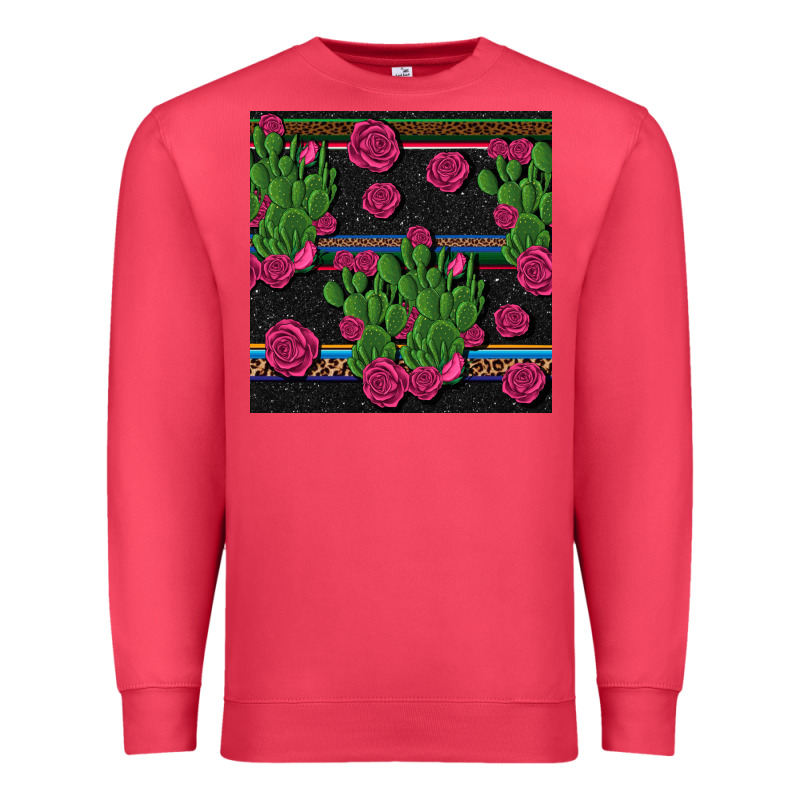 Mexican Rose And Cactus Seamless Pattern Premium Sweatshirt by BundleAndBundleShop | Teevron