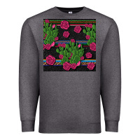 Charcoal Heather mexican rose and cactus seamless pattern Premium Sweatshirt - BundleAndBundleShop