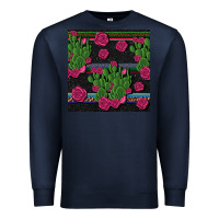 Navy mexican rose and cactus seamless pattern Premium Sweatshirt - BundleAndBundleShop