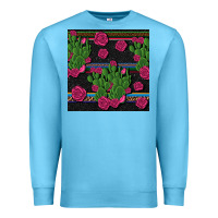 Ocean Blue mexican rose and cactus seamless pattern Premium Sweatshirt - BundleAndBundleShop