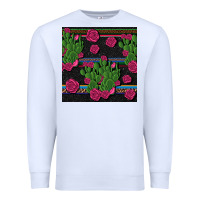 White mexican rose and cactus seamless pattern Premium Sweatshirt - BundleAndBundleShop