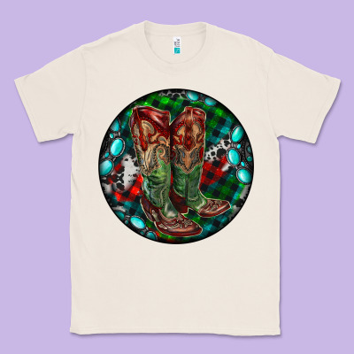 Christmas Cowboy Boots Classic Tee Designed By Ranaportraitstore