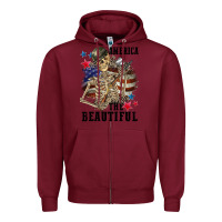 Burgundy America the beautiful 4th of july Zipper Hoodie - CowGirlArtShop