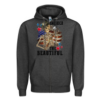 Charcoal Heather America the beautiful 4th of july Zipper Hoodie - CowGirlArtShop