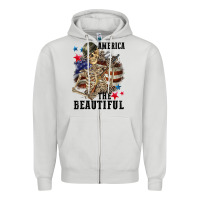 Dove Grey America the beautiful 4th of july Zipper Hoodie - CowGirlArtShop