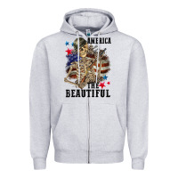 Heather Grey America the beautiful 4th of july Zipper Hoodie - CowGirlArtShop