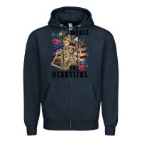 Navy America the beautiful 4th of july Zipper Hoodie - CowGirlArtShop