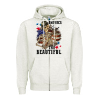 Oatmeal Heather America the beautiful 4th of july Zipper Hoodie - CowGirlArtShop