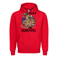 Red America the beautiful 4th of july Zipper Hoodie - CowGirlArtShop