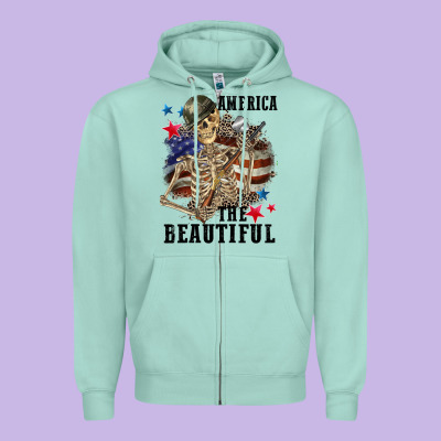 America The Beautiful 4th Of July Zipper Hoodie Designed By Cowgirlartshop