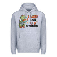 Heather Grey i love you u r beautiful frog Premium Hoodie - MaliasSmallBusiness