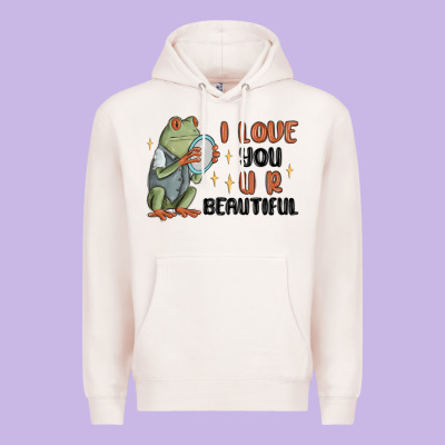 I Love You U R Beautiful Frog Premium Hoodie Designed By Maliassmallbusiness