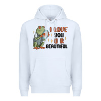 White i love you u r beautiful frog Premium Hoodie - MaliasSmallBusiness