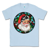Dusty Blue Christmas Santa Claus Classic Tee - RanaPortraitStore