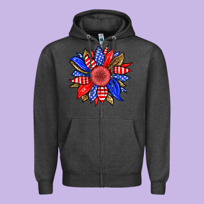 America Sunflower Zipper Hoodie Designed By Neo Western