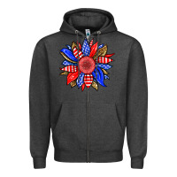 Charcoal Heather America sunflower Zipper Hoodie - Neo Western
