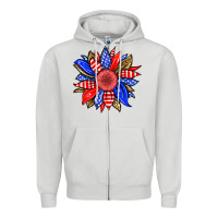 Dove Grey America sunflower Zipper Hoodie - Neo Western