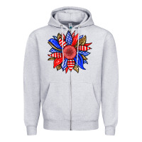 Heather Grey America sunflower Zipper Hoodie - Neo Western