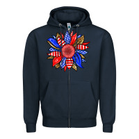 Navy America sunflower Zipper Hoodie - Neo Western