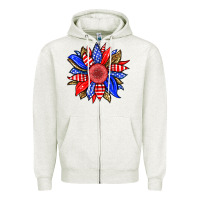 Oatmeal Heather America sunflower Zipper Hoodie - Neo Western