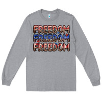 Heather Grey freedom freedom freedom Long Sleeve Tee - Zillion Design Studio