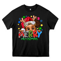 Black Merry Christmas Heavy Core Tee - CowhideDigitalArt