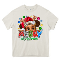Cream Merry Christmas Heavy Core Tee - CowhideDigitalArt