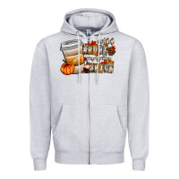 Heather Grey wild about pumpkin spice Zipper Hoodie - CowhideDigitalArt