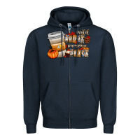 Navy wild about pumpkin spice Zipper Hoodie - CowhideDigitalArt