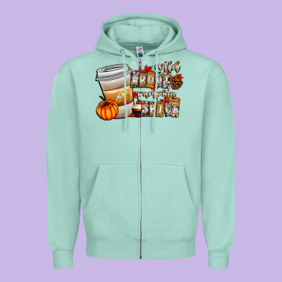 Wild About Pumpkin Spice Zipper Hoodie Designed By Cowhidedigitalart