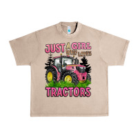 French Oak just a girl who loves tractors Urban Heavy Tee - BarkalooDesign