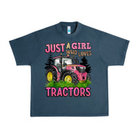 Midnight Navy just a girl who loves tractors Urban Heavy Tee - BarkalooDesign