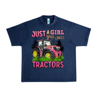 Navy just a girl who loves tractors Urban Heavy Tee - BarkalooDesign