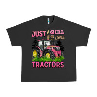 Pigment Black just a girl who loves tractors Urban Heavy Tee - BarkalooDesign