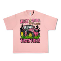 Salmon just a girl who loves tractors Urban Heavy Tee - BarkalooDesign