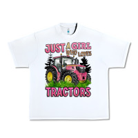 White just a girl who loves tractors Urban Heavy Tee - BarkalooDesign