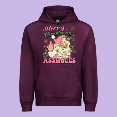 Merry Christmas Assholes Urban Hoodie Designed By Maliassmallbusiness